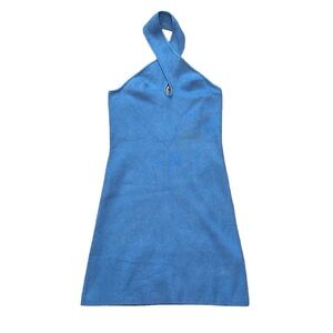 NWT Le Lis Collections Ribbed Halter Blue Mini Bodycon Dress M Style SWD6942